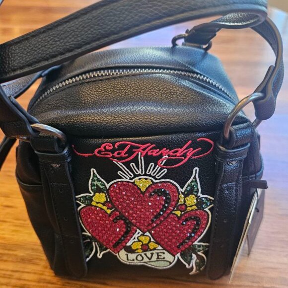 Ed Hardy Mini-Bag Heart Design with Rhinestones NWT - Picture 9 of 11